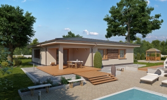 Einfamilienhausprojekt mit Garage und geräumigem Wohnraum.